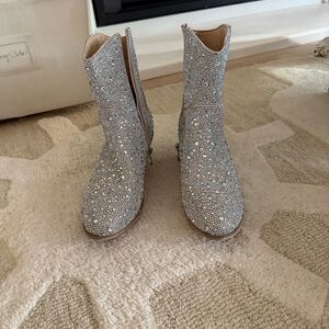 Badgley Mischka Rhinestone Silver Kids Boots